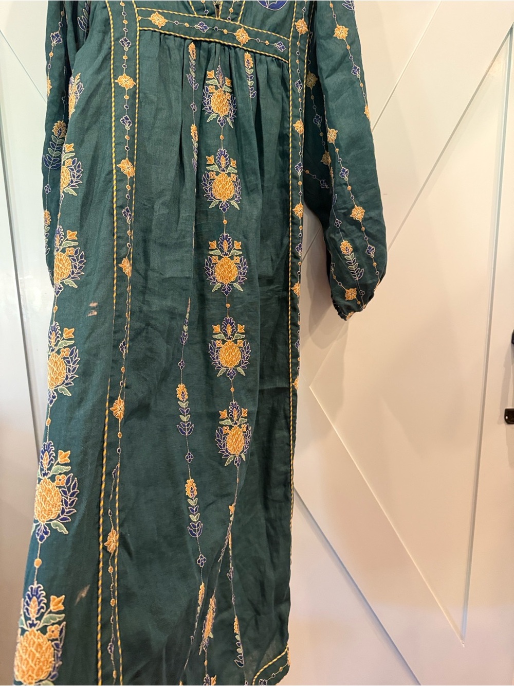 FARM Rio Green Maxi Dress with Gold Floral Pineapple Embroidery - Picture 12 of 16